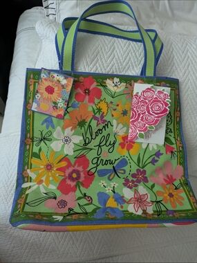 Brighton Green Floral 'Bloom Fly Grow' Tote Bag